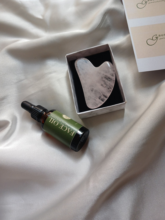 سنگ گواشا رز کوارتز صورتی +روغن مخصوص ماساژصورت